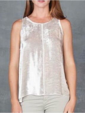 Giada Forte Tank Blouse Womens 3/L My Silk Velvet Top ALine Italy Stone Luxury